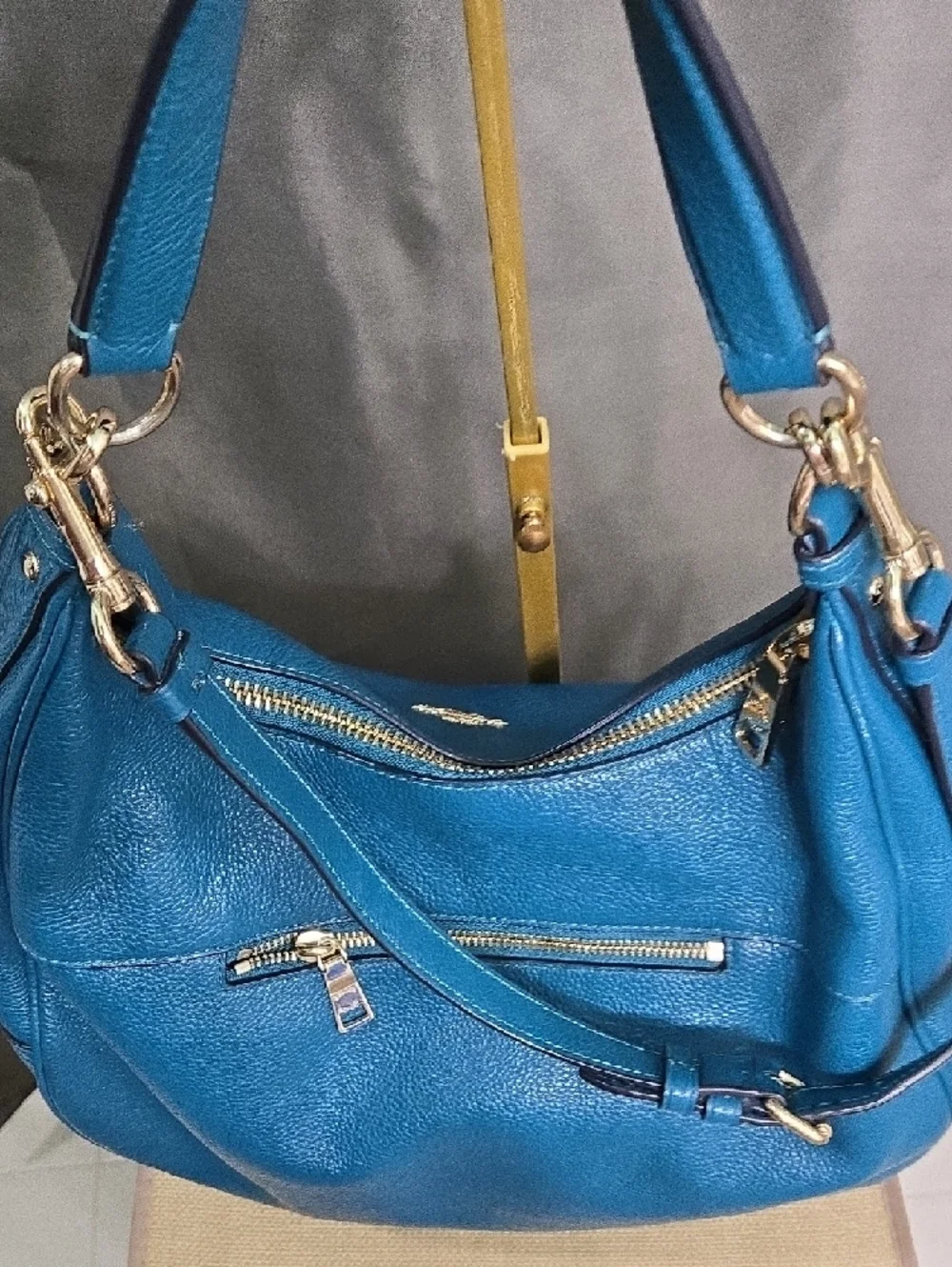 Coach Teal Blue Leather Shoulder Bag